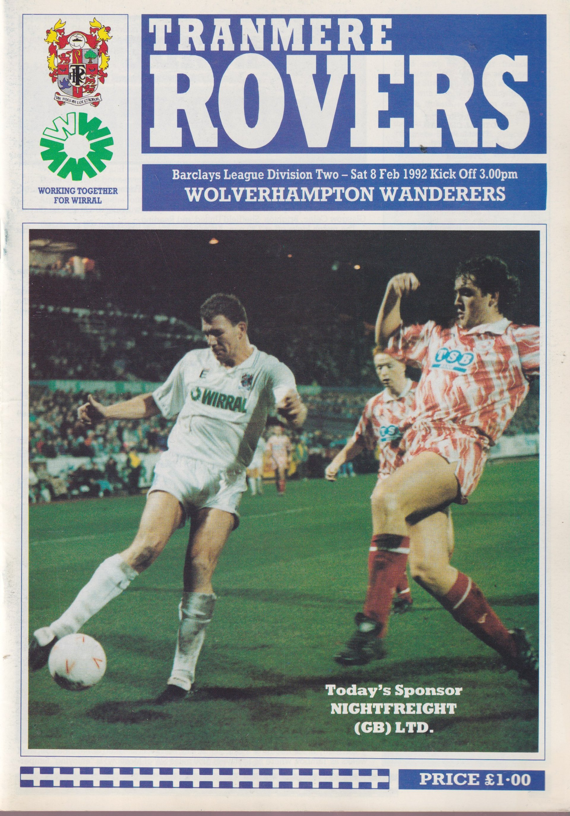 Tranmere Rovers v Wolverhampton Wanderers match programme